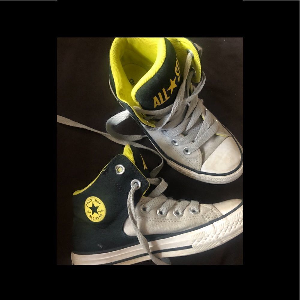Boys all-star converse sneakers size 1 black and yellow.